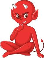 Devil cartoon character on white background vector