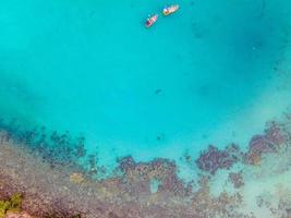 Aerial view of nature tropical paradise island beach enjoin a good summer beautiful time on the beach with clear water and blue sky in Koh kood or Ko Kut, Thailand. photo