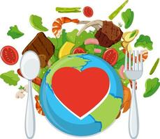 Earth around with food and vegetable vector