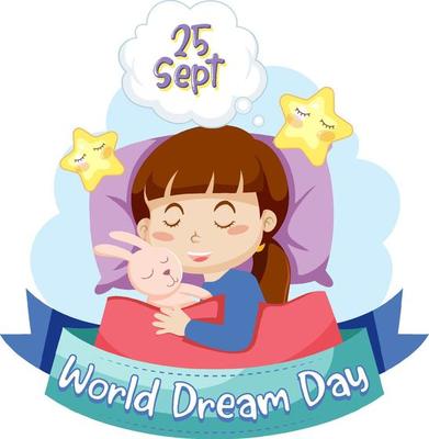 World dream day banner design with cartoon character