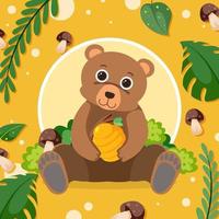 Cute bear in flat cartoon style vector