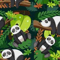 Cute pandas seamless pattern vector