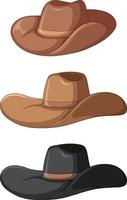 Different cowboy hats set vector