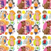 Children cartoon character seamless pattern vector