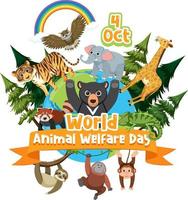 día mundial del bienestar animal 4 de octubre vector