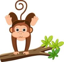 Cute monkey in flat style isolated vector