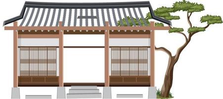 Korean ancient house on white background vector