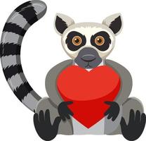 Lemur hugging heart isolated vector