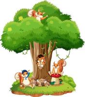 Scene with squirrels on the tree vector