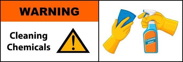 Cleaning chemicals warning banner vector