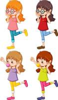 conjunto de personajes de dibujos animados de diferentes chicas vector