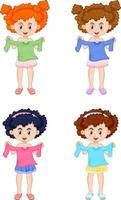 Set of girl choosing cloth vector