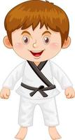 un niño con uniforme de taekwondo vector