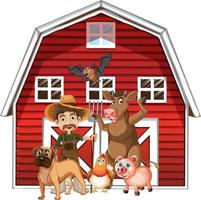Farming theme with many animals vector