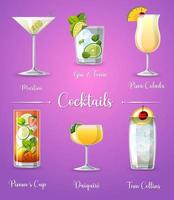 Cocktail menu poster design vector