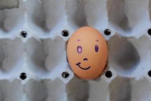 Emotion of fresh eggs  on a straw. photo