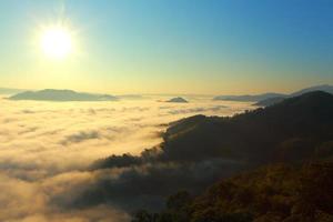 Great views of Sunrise with mountains and cloud. photo