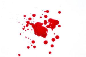 Blood stains isolated on white background photo