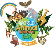 día mundial del bienestar animal 4 de octubre vector