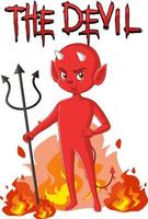 Devil cartoon character on white background vector