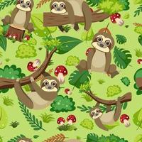 Cute sloth seamless pattern vector