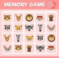Animal memory card game vector