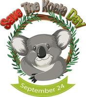 Save the koala day banner design vector