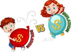 Inflation vs deflation with balloons vector