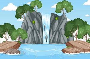 A waterfall in the forest background vector