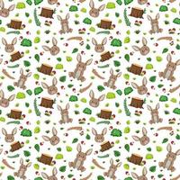 Cute rabbit seamless pattern vector