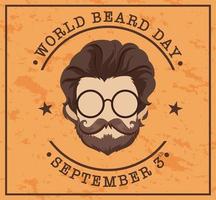 plantilla de póster del 3 de septiembre del día mundial de la barba vector