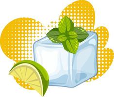 Ice cube with lime sliced and mint leaf