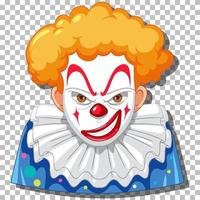 Scary clown head on grid background vector