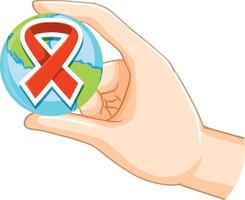 Red ribbon AIDS HIV symbol vector