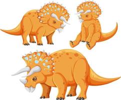 Different orange triceratops dinosaur collection vector