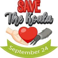 Save the koala day banner design vector