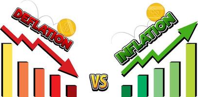 Inflation vs deflation with arrow going up and down vector