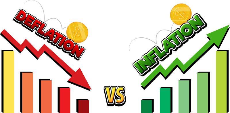 Inflation vs deflation with arrow going up and down