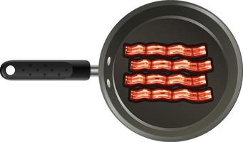 Bacons in a pan on white background vector