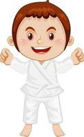 A boy in taekwondo uniform vector