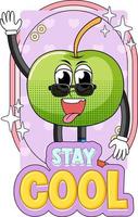 Apple cartoon character with stay cool badge vector