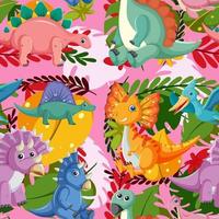 Cute dinosaur seamless pattern vector