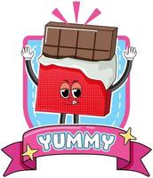divertido banner de personaje de barra de chocolate vector
