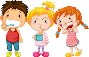 Group of cute children with dental care vector