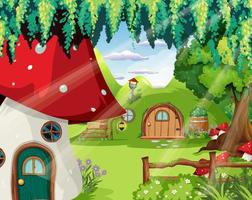 Fantasy forest cartoon background vector