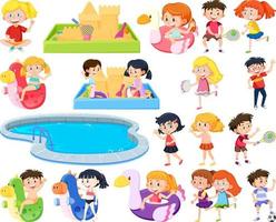 Set of children doing different activities vector