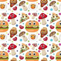 Seamless pattern with cute food theme vector