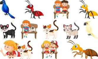 Set of various wild animals in cartoon style vector