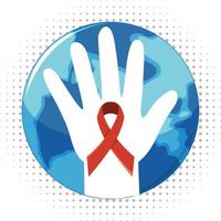 Red ribbon AIDS HIV symbol vector