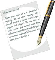 Pen and writing paper vector